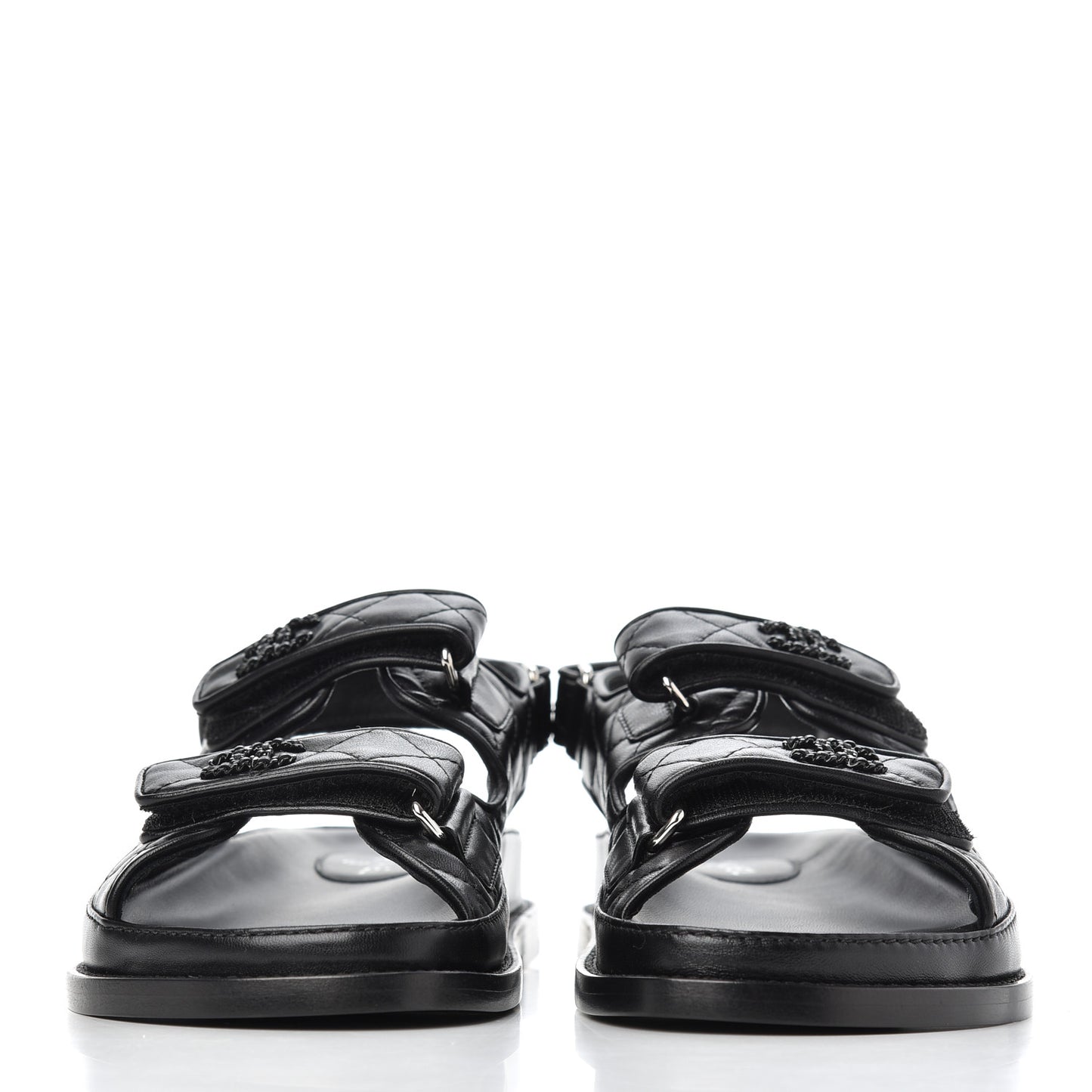 Lambskin Velcro Dad Sandals 37 Black