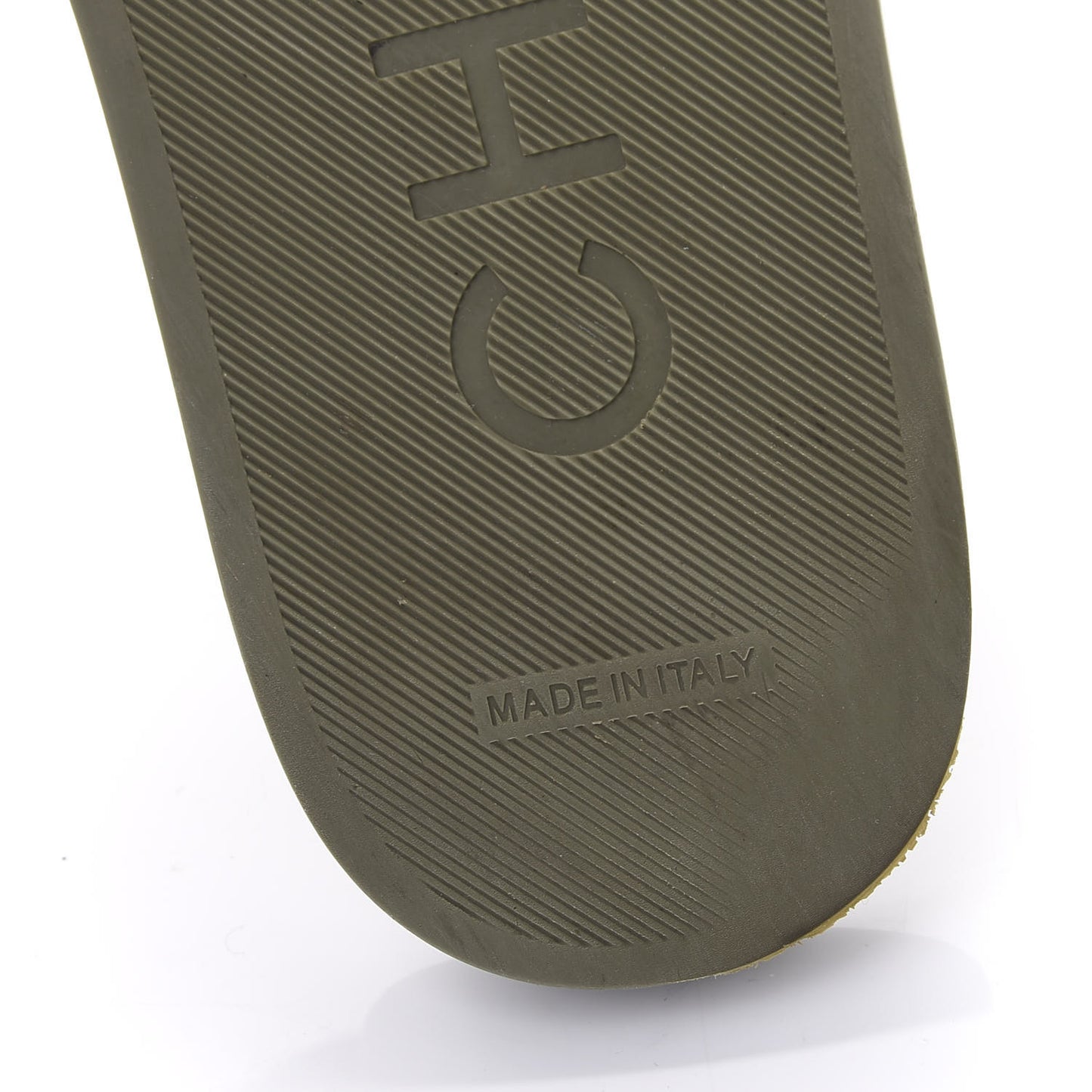 Canvas Chain Flat Sandals 39 Khaki