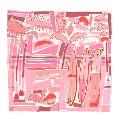 Hermes Silk Sea Surf and Fun Scarf 90 Blanc Rose Corail 1 of 5
