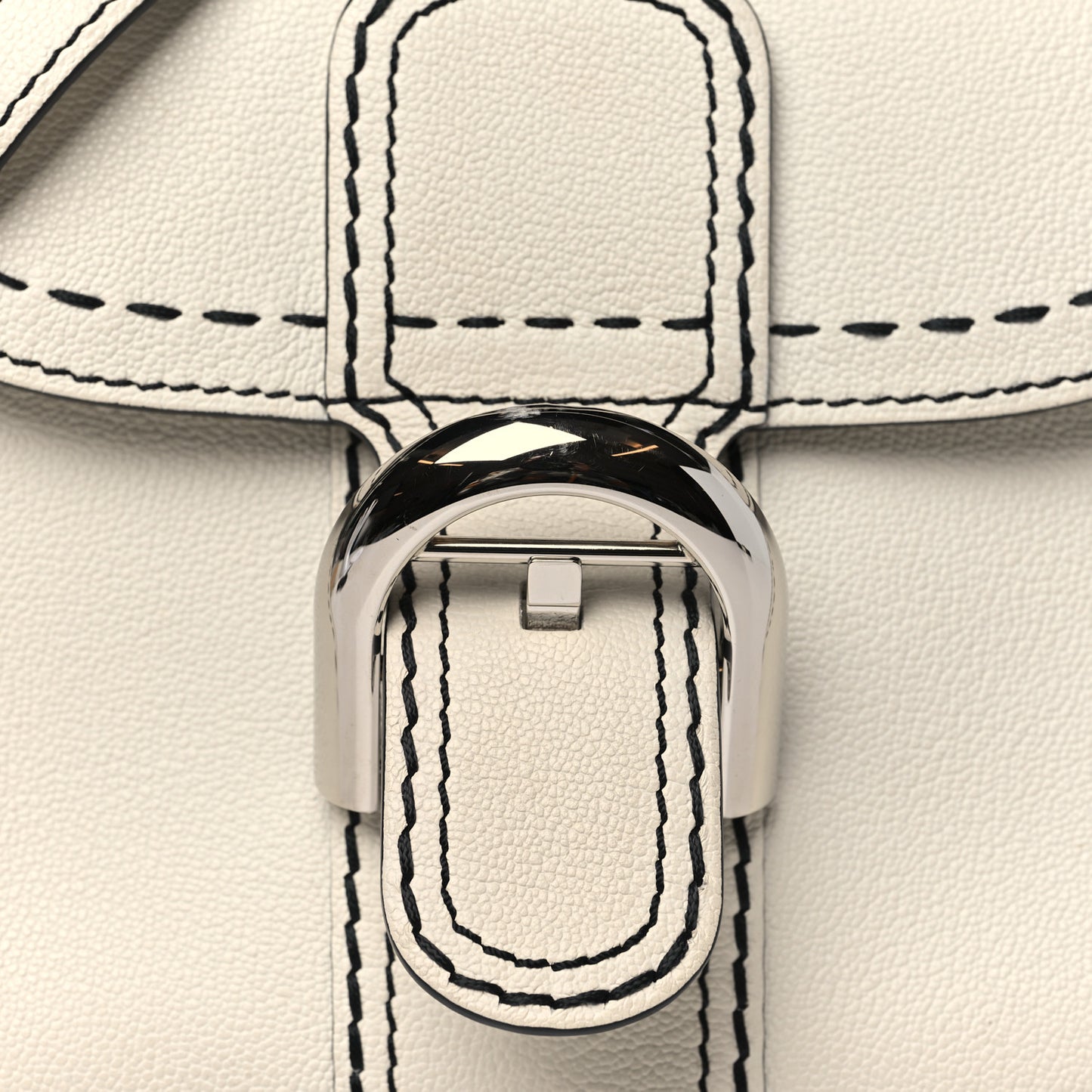 Grained Rodeo Calfskin Surpique Mini Brillant Satchel White