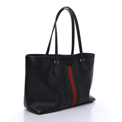 Gucci Textured Calfskin Web Medium Ophidia Shopping Tote Black 2 of 4