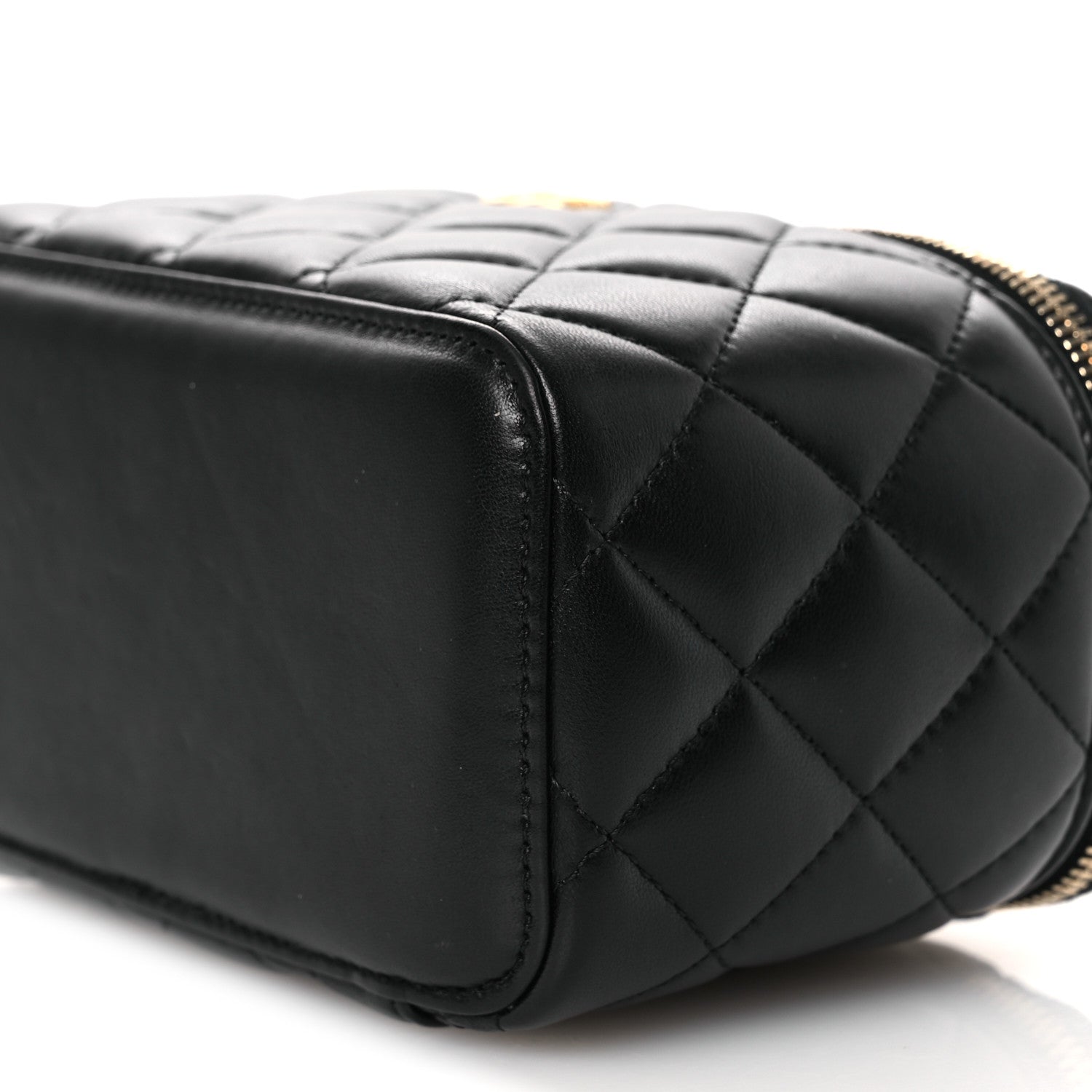 Chanel Lambskin Quilted Pearl Crush Small Vanity Case With Chain Black 10 of 12