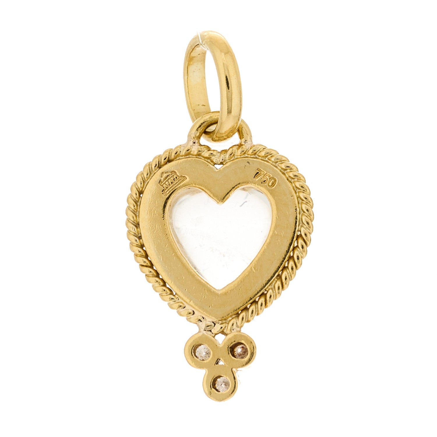 Temple St. Clair 18K Yellow Gold Diamond Rock Crystal XS Braided Heart Pendant 3 of 3