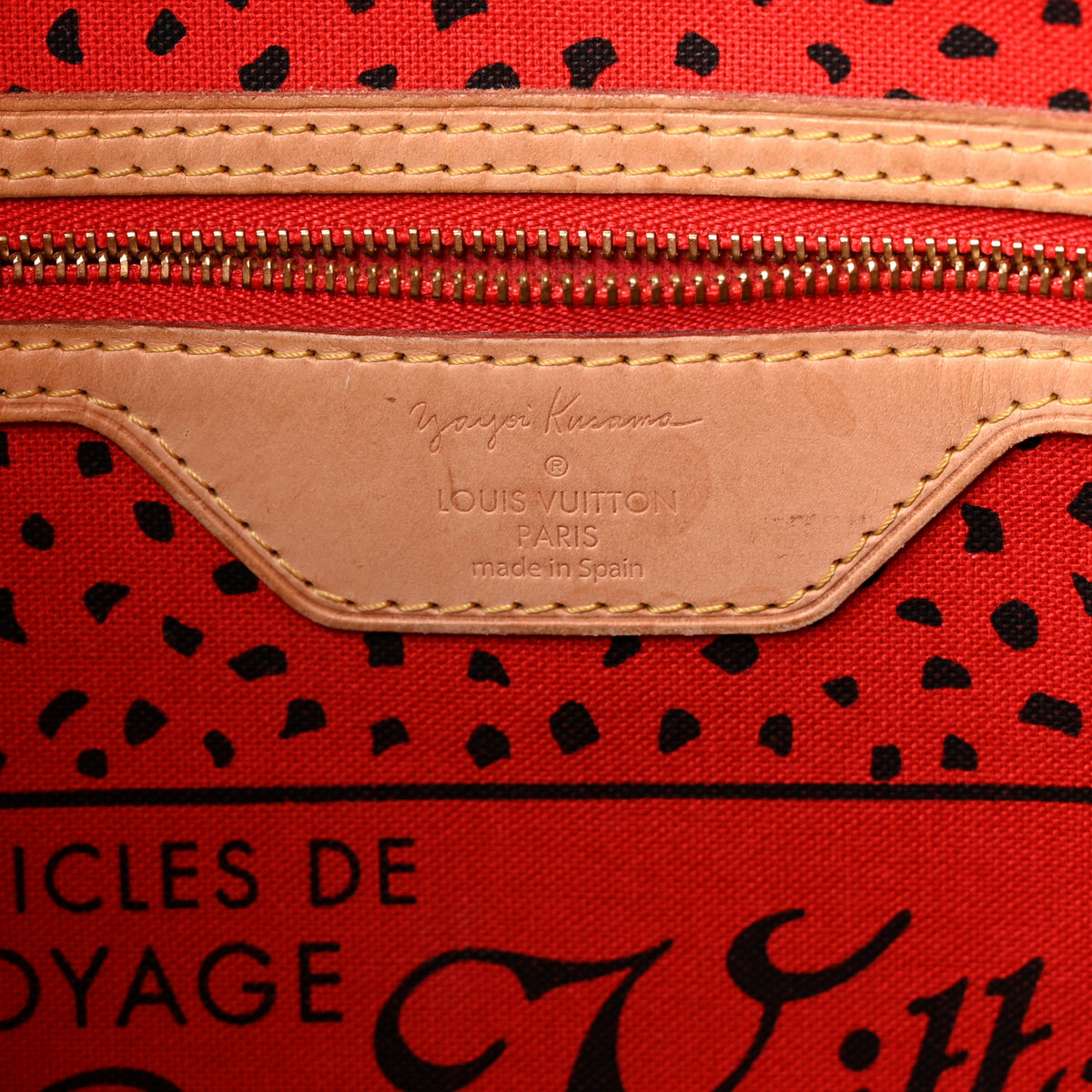 Louis Vuitton Monogram Kusama Waves Neverfull MM Red 6 of 10