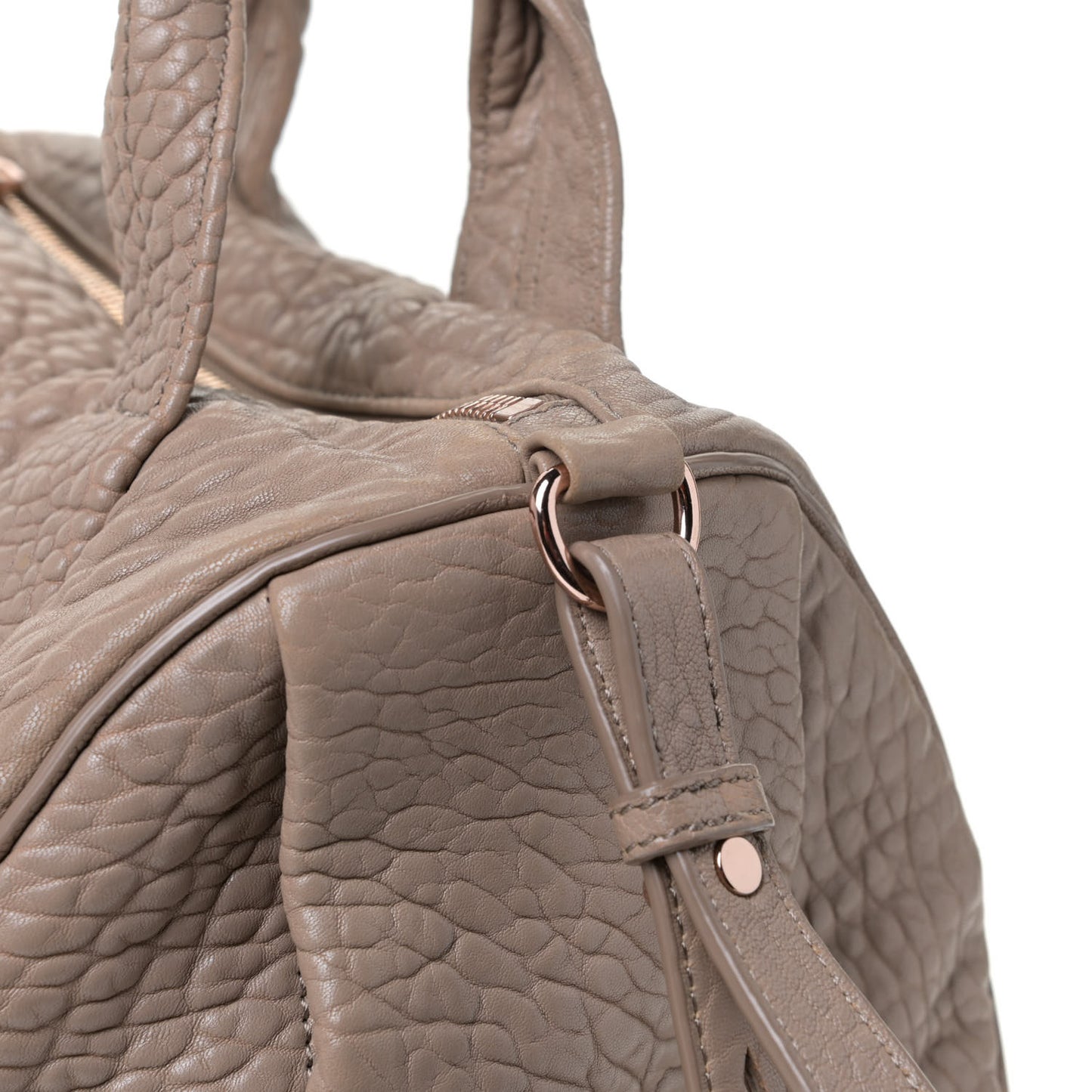 Pebbled Lambskin Rocco Latte Rose Gold Hardware