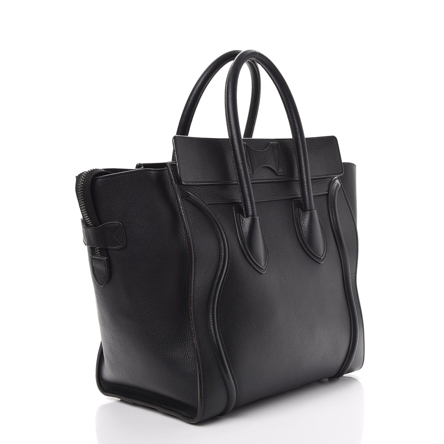 Drummed Calfskin Mini Luggage Black