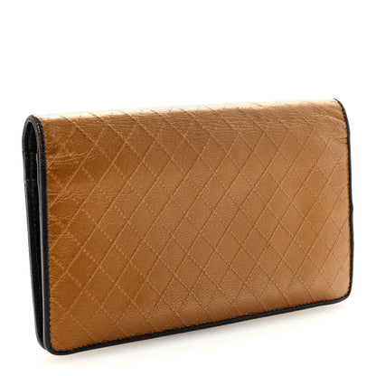 Chanel Metallic Calfskin Diamond Embossed Yen Wallet Gold 3 of 8