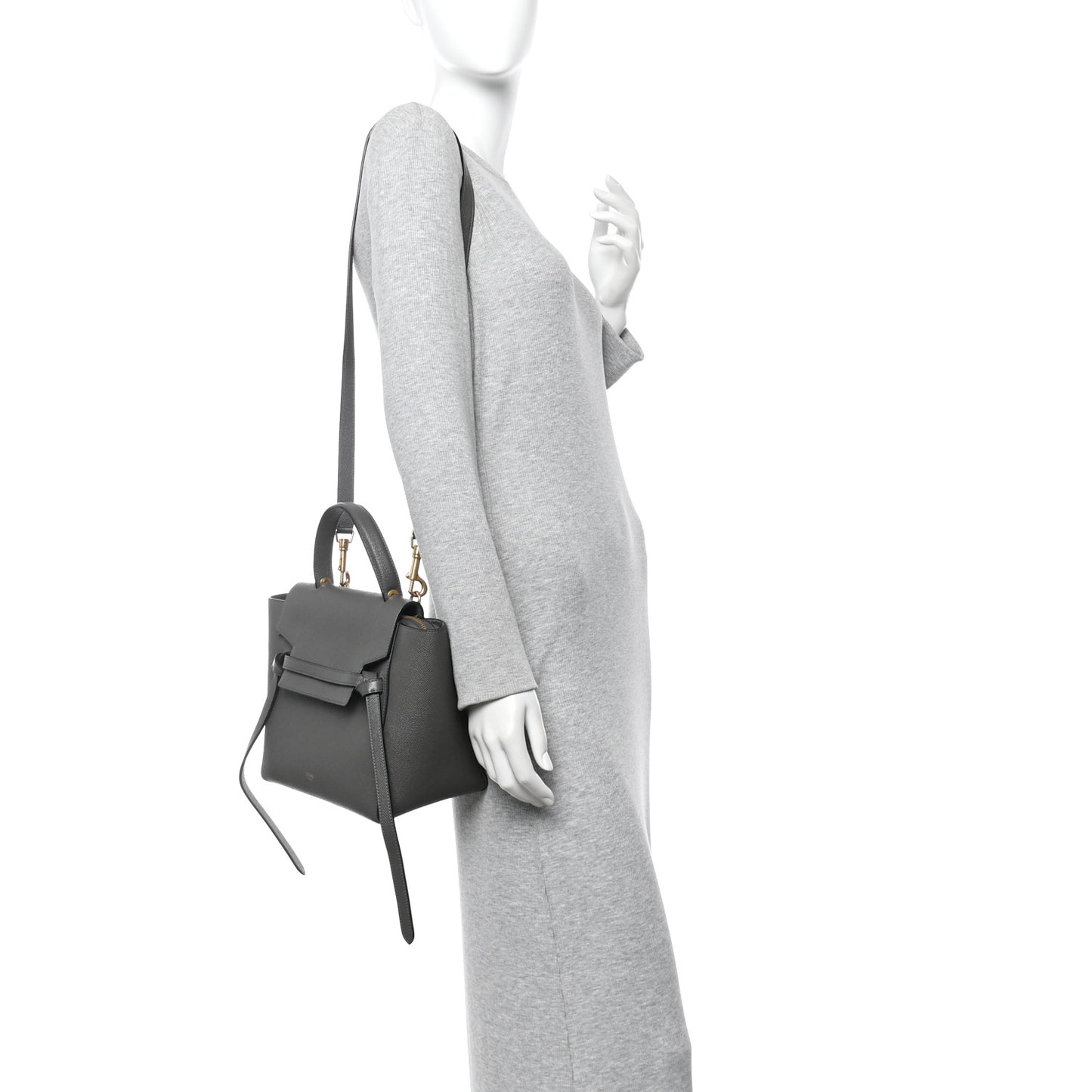Grained Calfskin Nano Belt Bag Grey