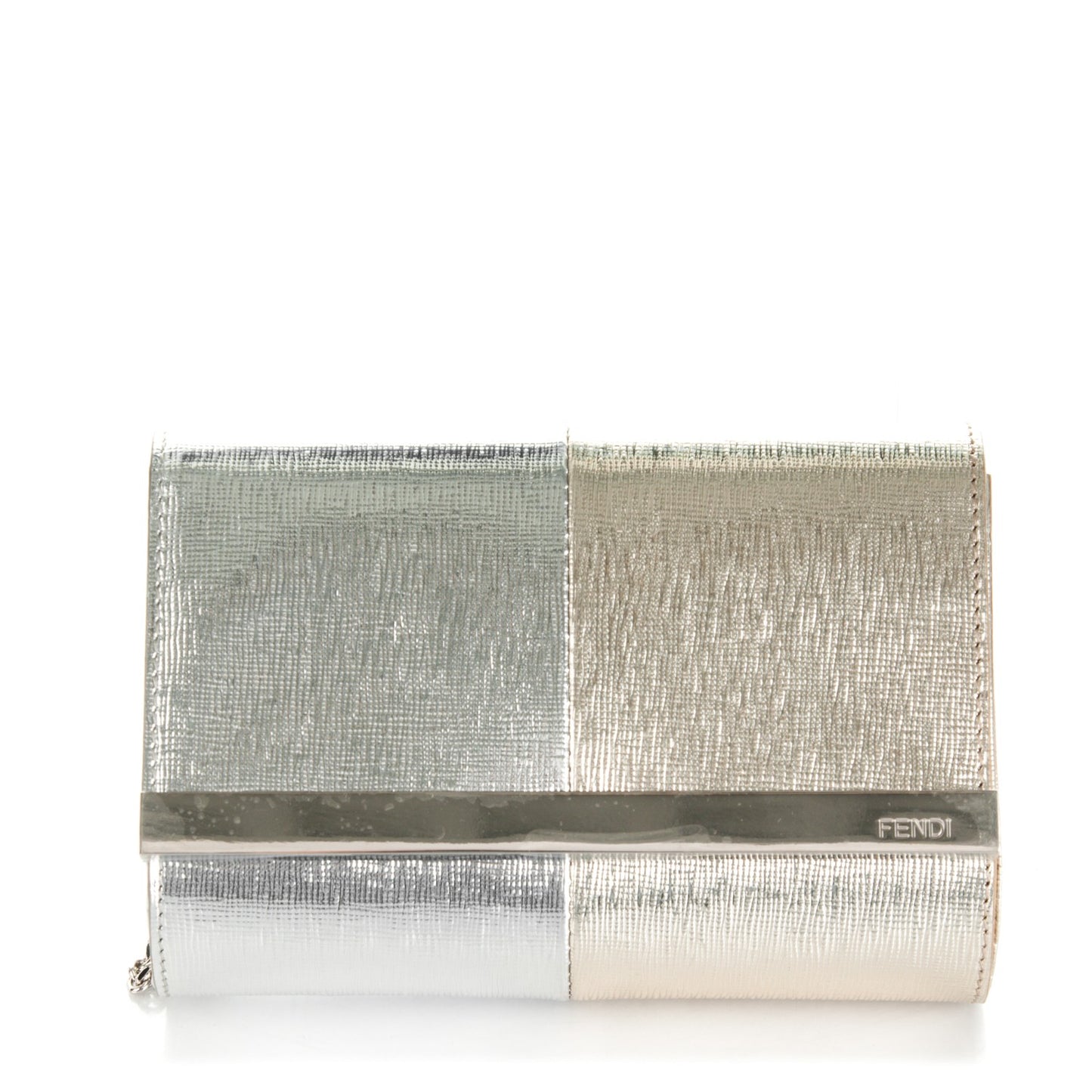 Vitello Mirror Elite Bi-Color Mini Rush Clutch Argento Champagne