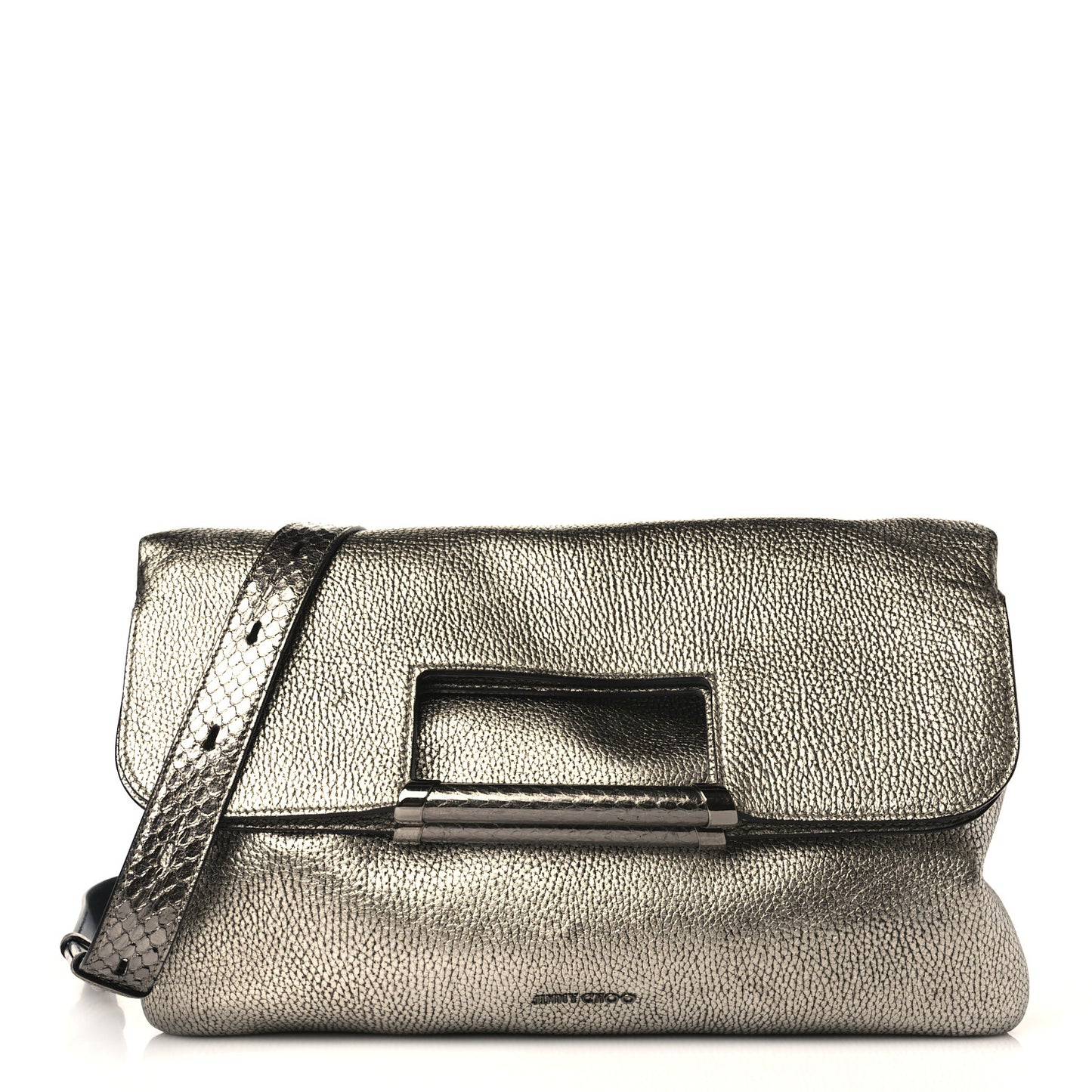 Metallic Calfskin Elaphe Ziad Bag Silver