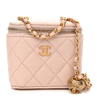 Chanel Lambskin Quilted Pearl Crush Mini Vanity Case With Chain Light Beige 1 of 11