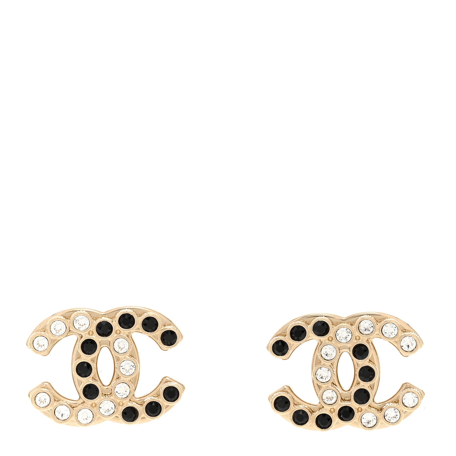 Chanel Crystal CC Earrings Black Gold 1 of 5