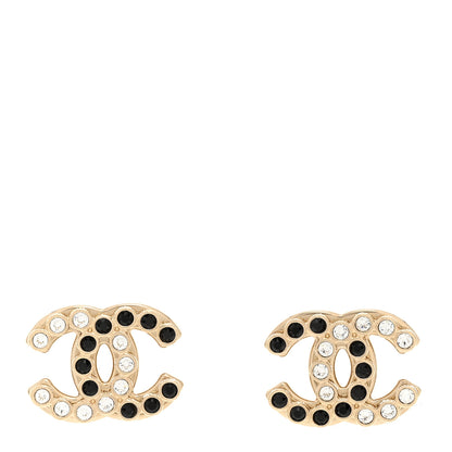 Chanel Crystal CC Earrings Black Gold 1 of 5