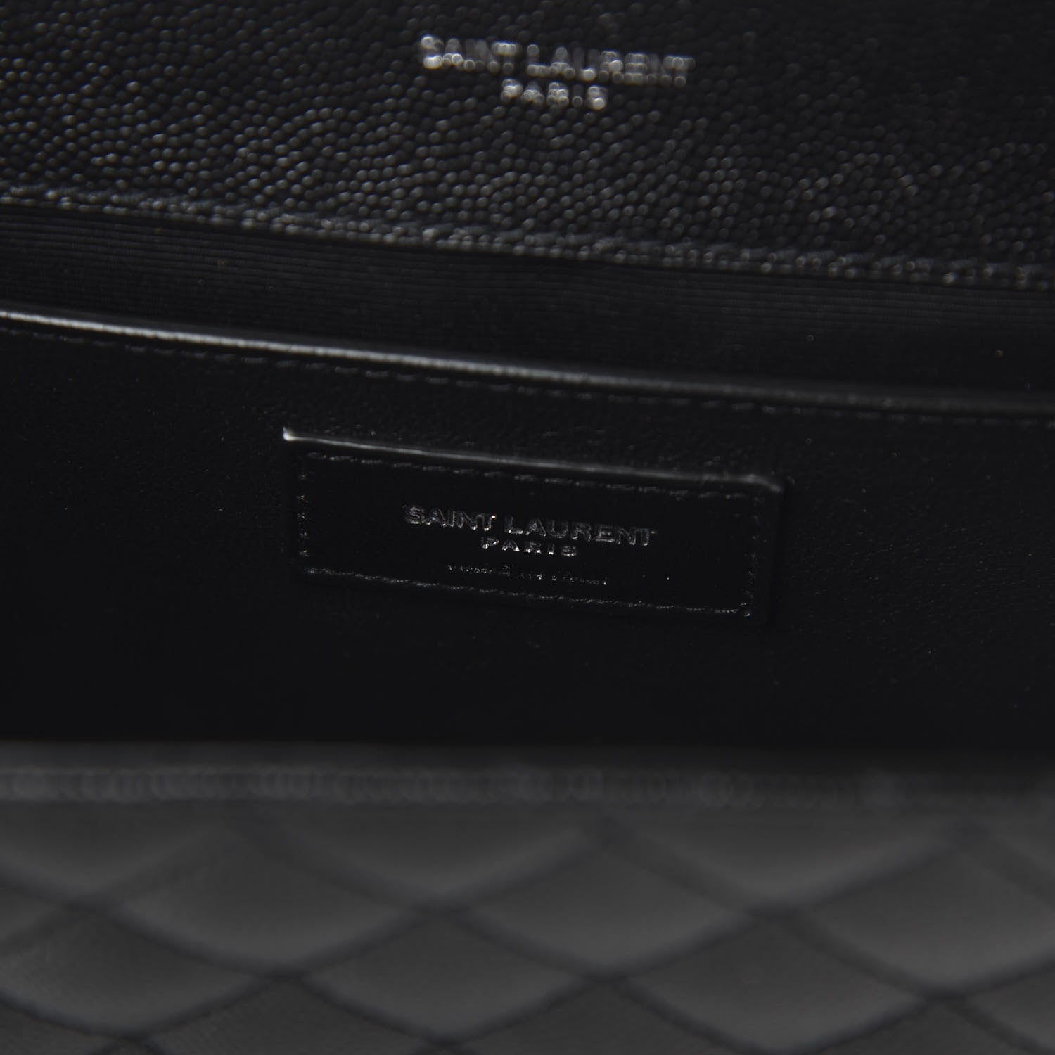 Saint Laurent Grain De Poudre Textured Mixed Matelasse Triquilt Medium Monogram Satchel Black 8 of 10