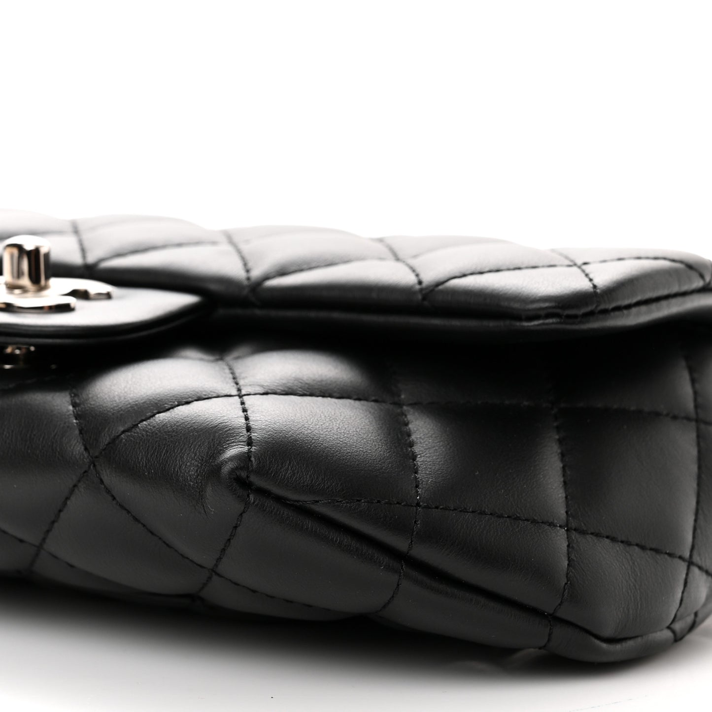 Calfskin Quilted CC Uniform Flap Belt Bag Black
