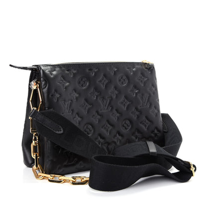 Louis Vuitton Lambskin Embossed Monogram Coussin PM Black 3 of 10