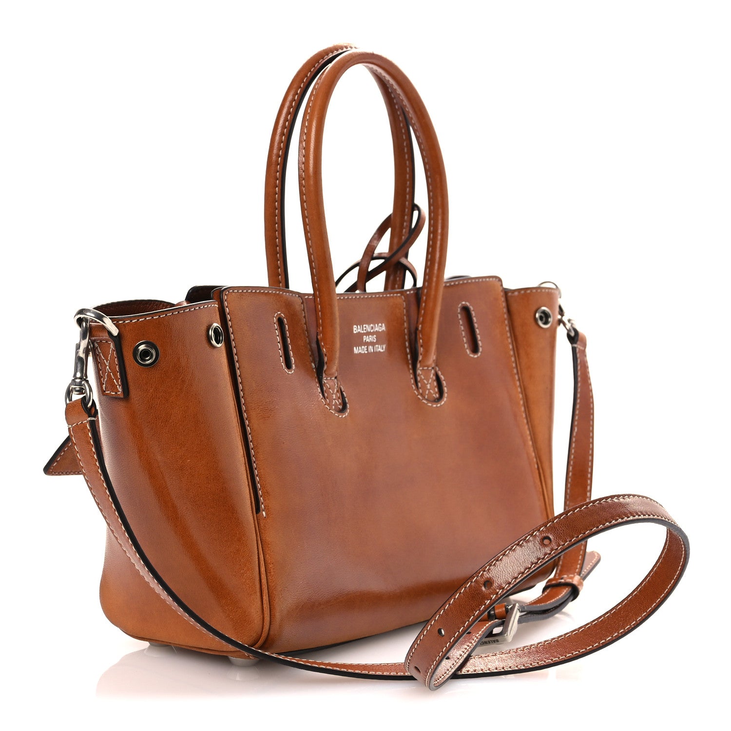 Balenciaga Vegetable Tanned Lambskin Mini Bel Air Carry All Bag Tan Cowboy 3 of 10