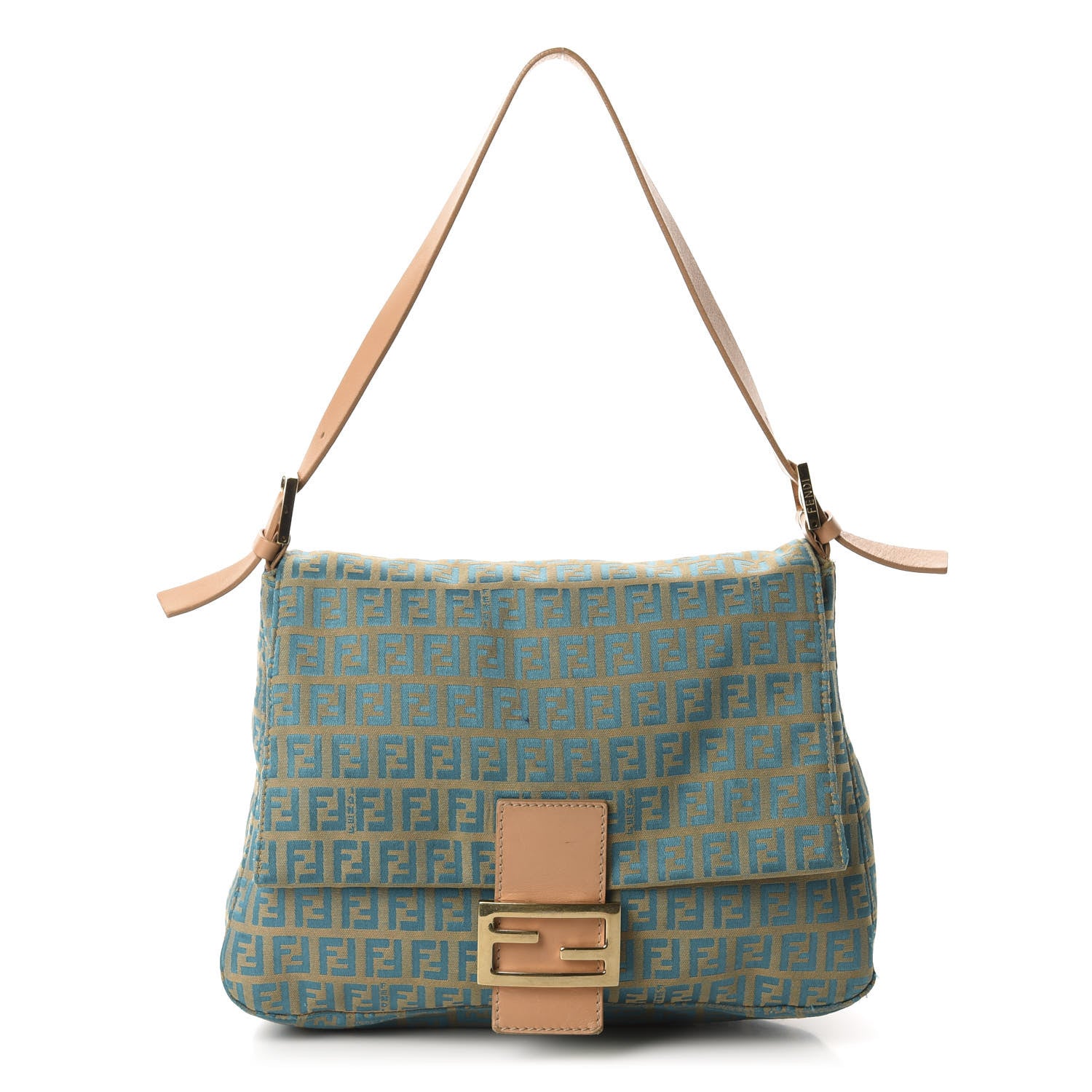 Fendi Zucchino Mama Baguette Turquoise Beige 1 of 18