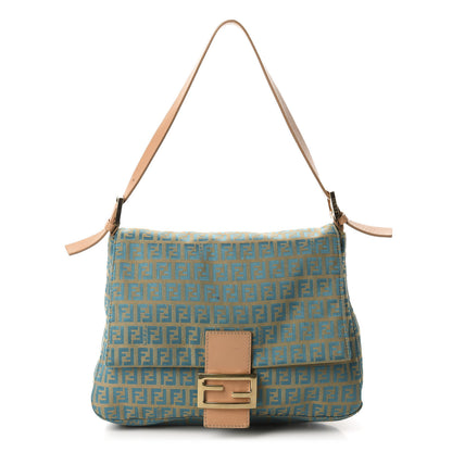 Fendi Zucchino Mama Baguette Turquoise Beige 1 of 18
