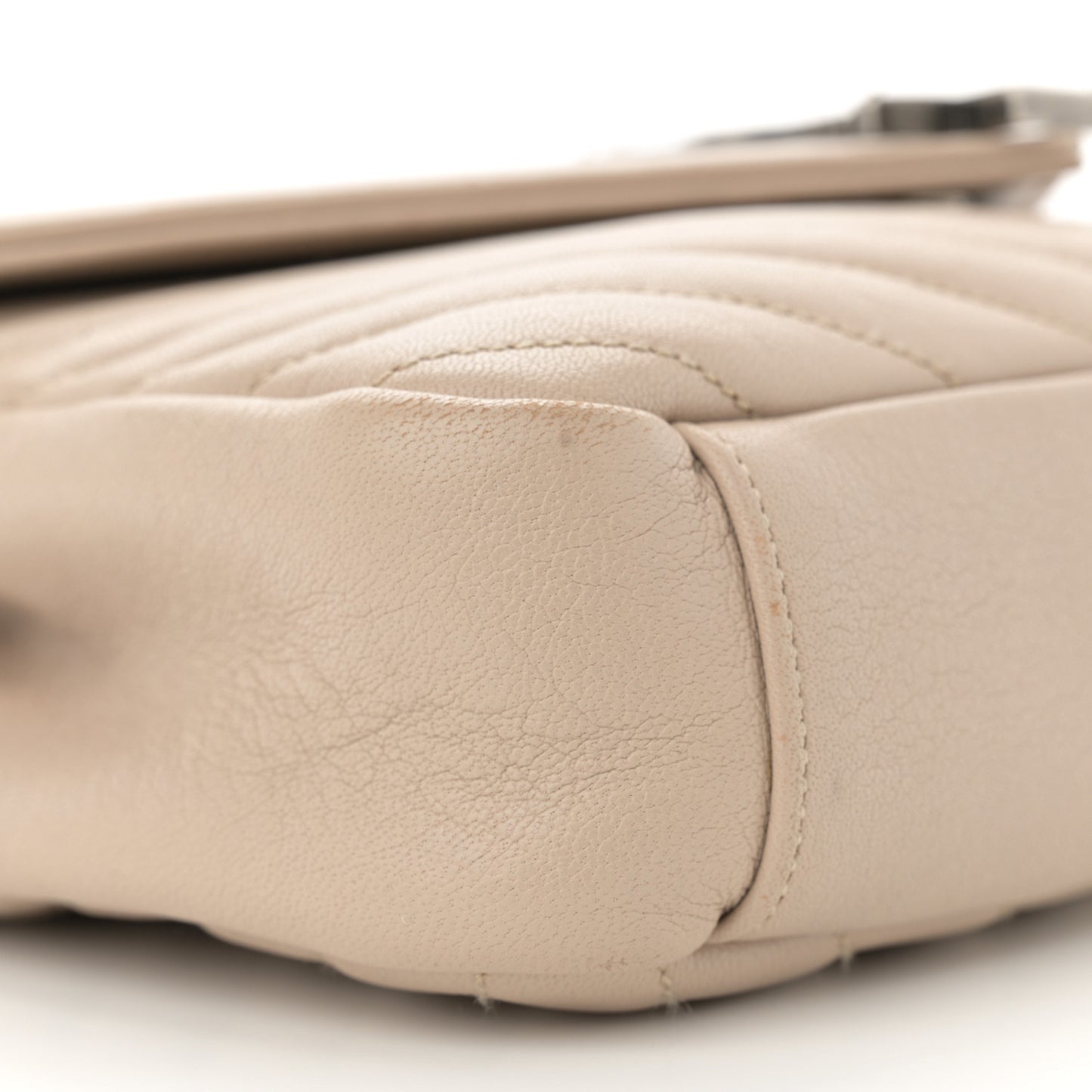 Sheepskin Matelasse Chevron Monogram Medium College Bag Dark Beige
