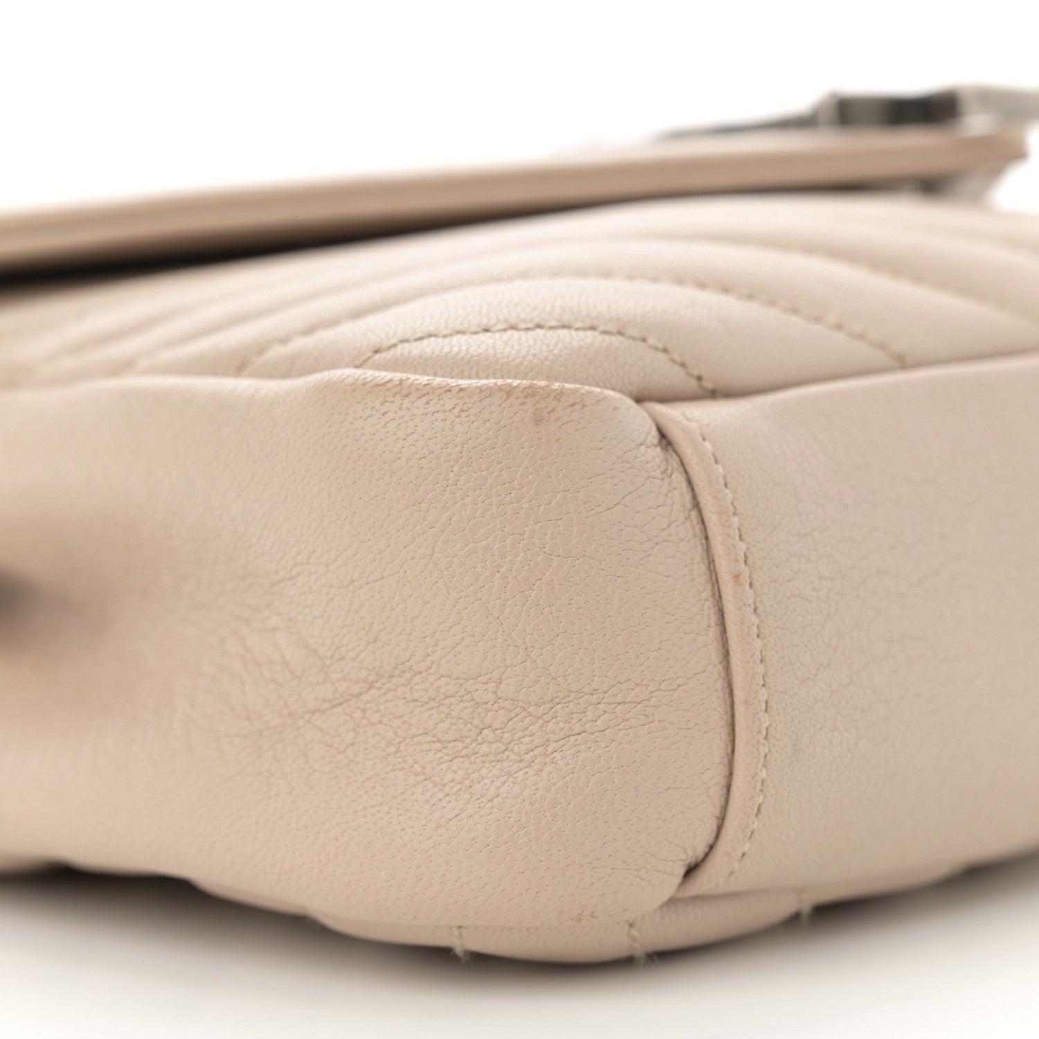Saint Laurent Sheepskin Matelasse Chevron Monogram Medium College Bag Dark Beige 9 of 17