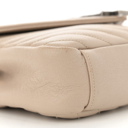 Saint Laurent Sheepskin Matelasse Chevron Monogram Medium College Bag Dark Beige 9 of 17