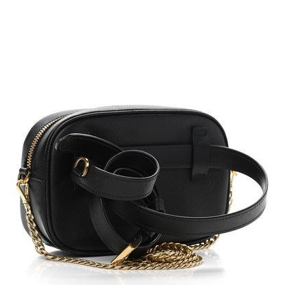 Prada Saffiano Lux Metal Belt Bag Black 3 of 10