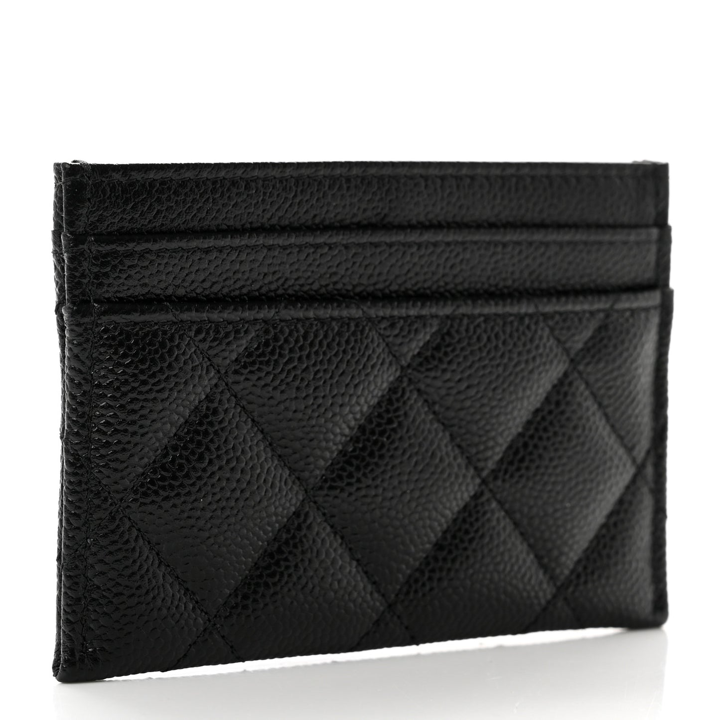 Caviar Quilted Multi Chain CC Card Holder Black