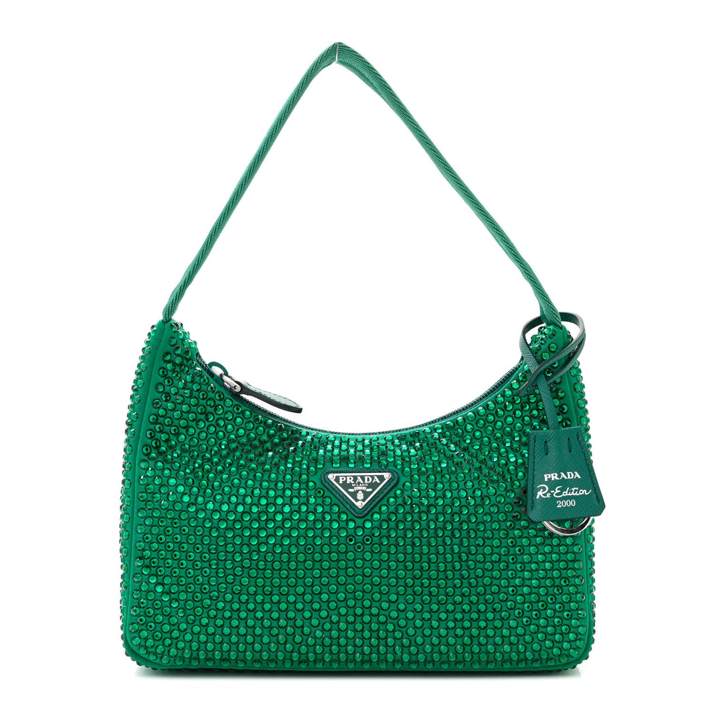 Satin Crystal Mini Re-Edition 2000 Bag Mango