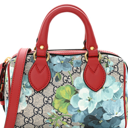 Gucci GG Supreme Monogram Blooms Mini Boston Navy Blue Hibiscus 8 of 11