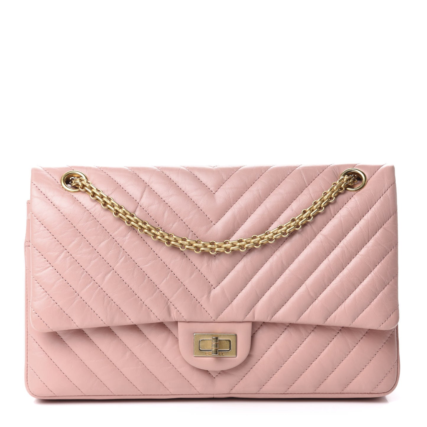 Aged Calfskin Chevron Quilted 2.55 Reissue 226 Flap Light Pink
