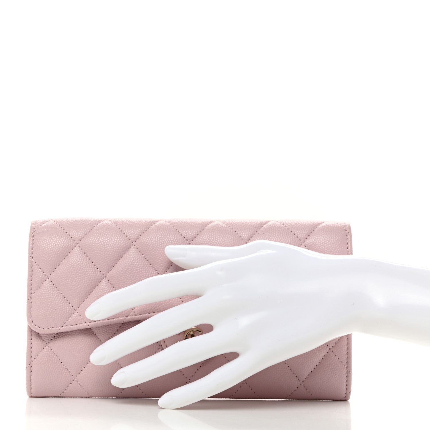 Chanel Caviar Quilted Large Gusset Flap Wallet Light Pink 2 of 9