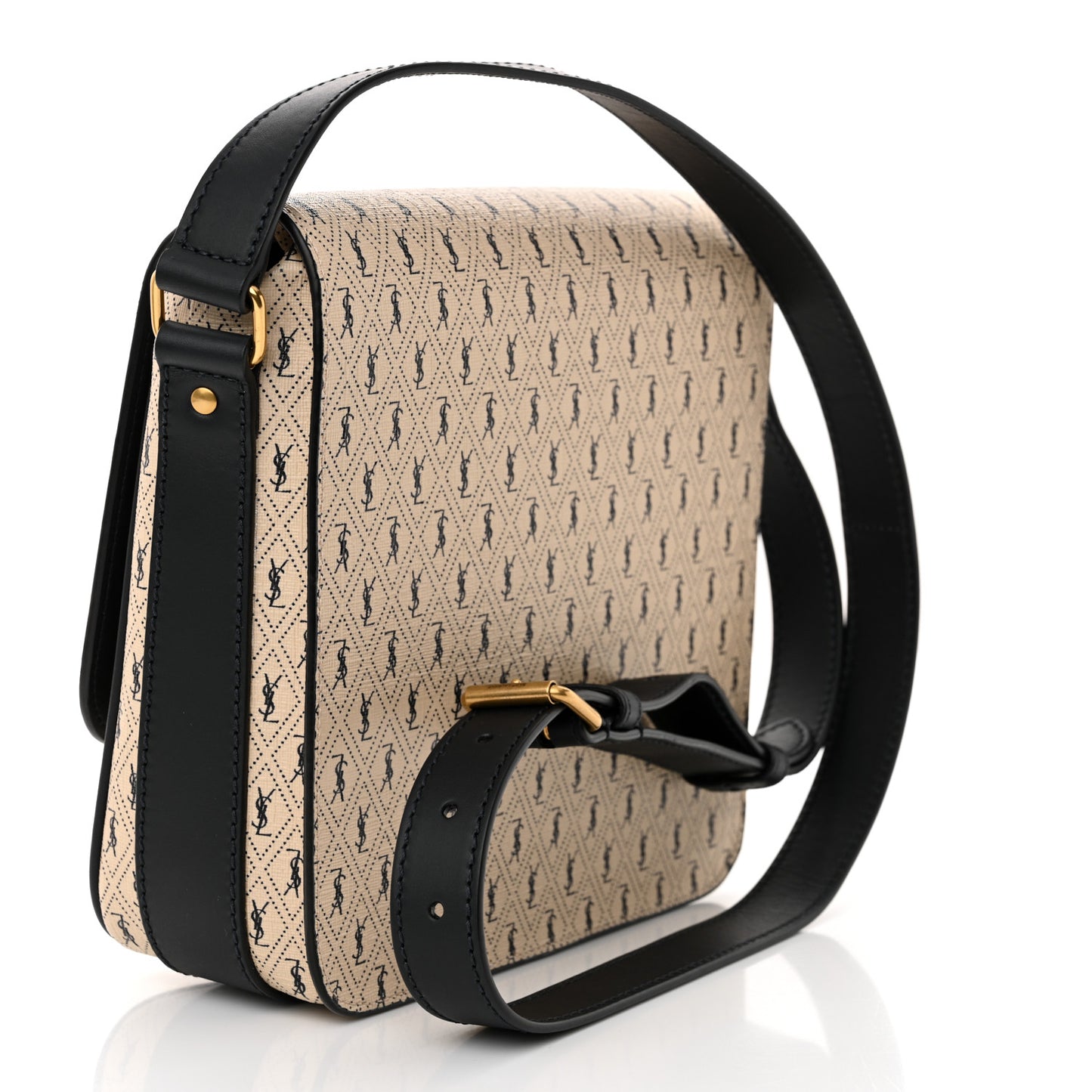 Canvas Smooth Calfskin Le Monogramme Medium Buckle Satchel Beige