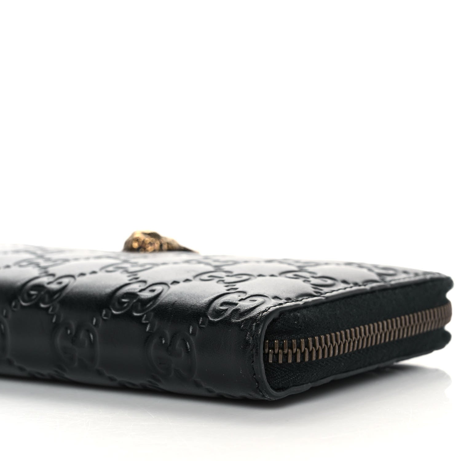 Gucci Guccissima Signature Crystal Cat Zip Around Wallet Black 8 of 8