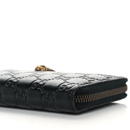 Gucci Guccissima Signature Crystal Cat Zip Around Wallet Black 8 of 8