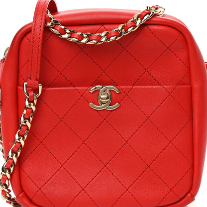 Chanel Goatskin Stitched Casual Trip North South Camera Case Red 8 of 11