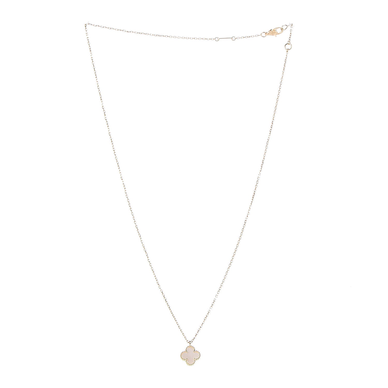 Van Cleef & Arpels 18K Yellow Gold Mother of Pearl Sweet Alhambra Pendant Necklace 3 of 7