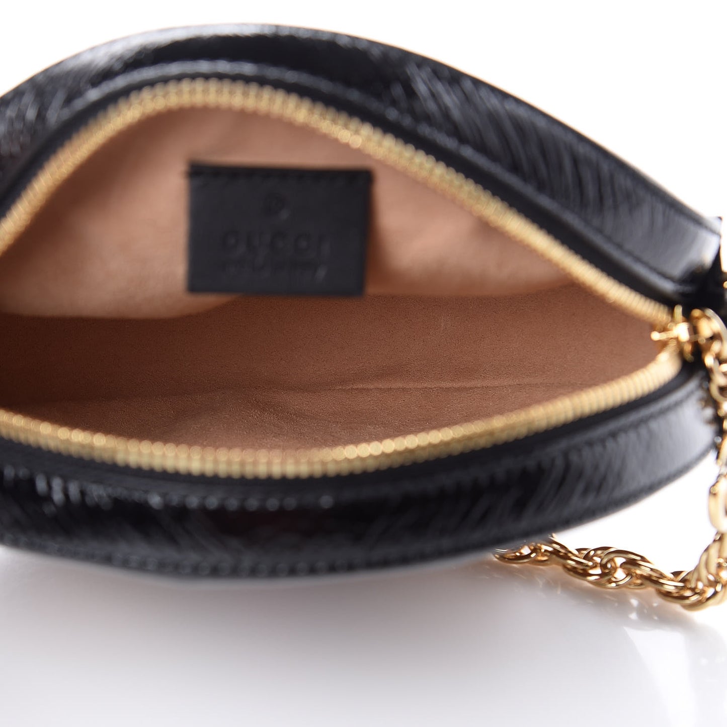 Suede Patent Web Mini Ophidia Round Shoulder Bag Nocciola Black