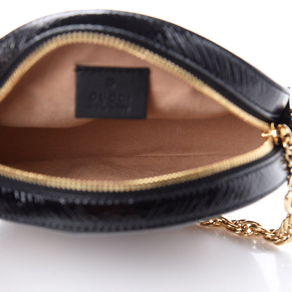 Gucci Suede Patent Web Mini Ophidia Round Shoulder Bag Nocciola Black 5 of 8