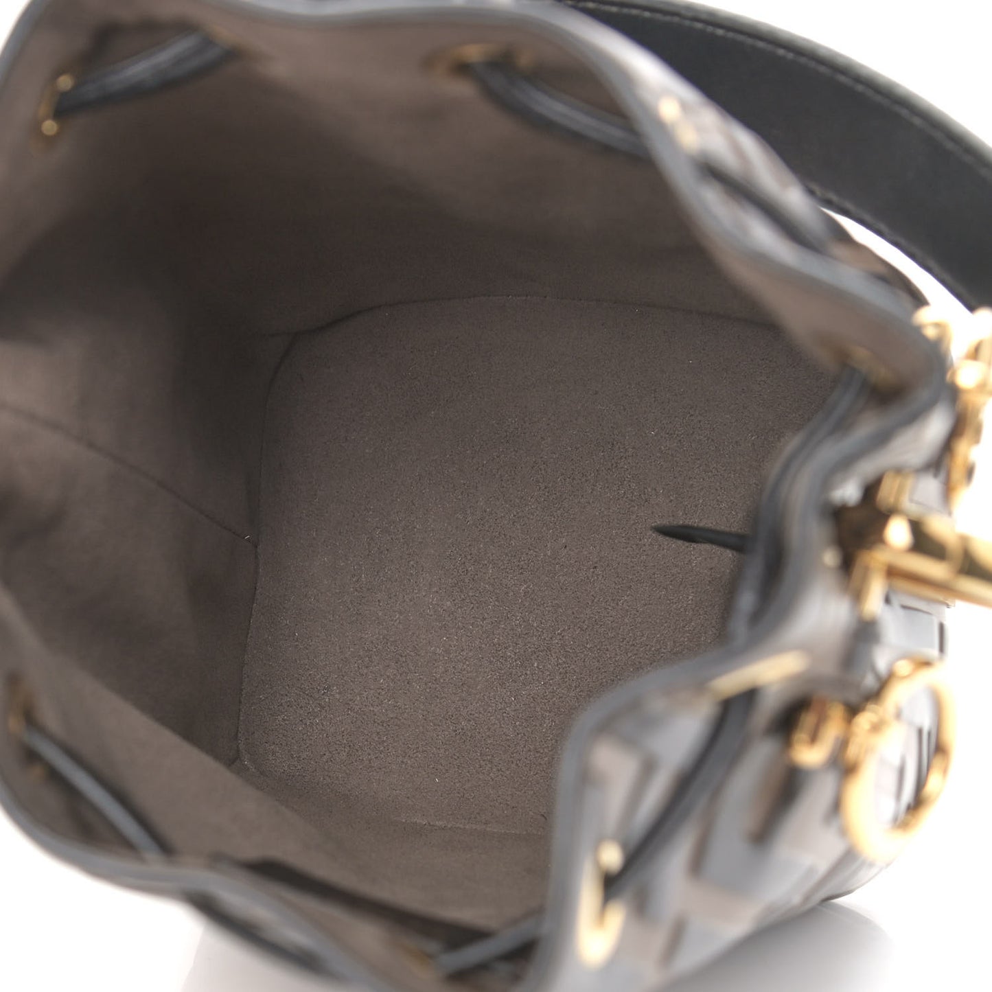 Vitello Liberty F is Fendi Bi-Color FF 1974 Embossed Mini Mon Tresor Bucket Bag Maya Black