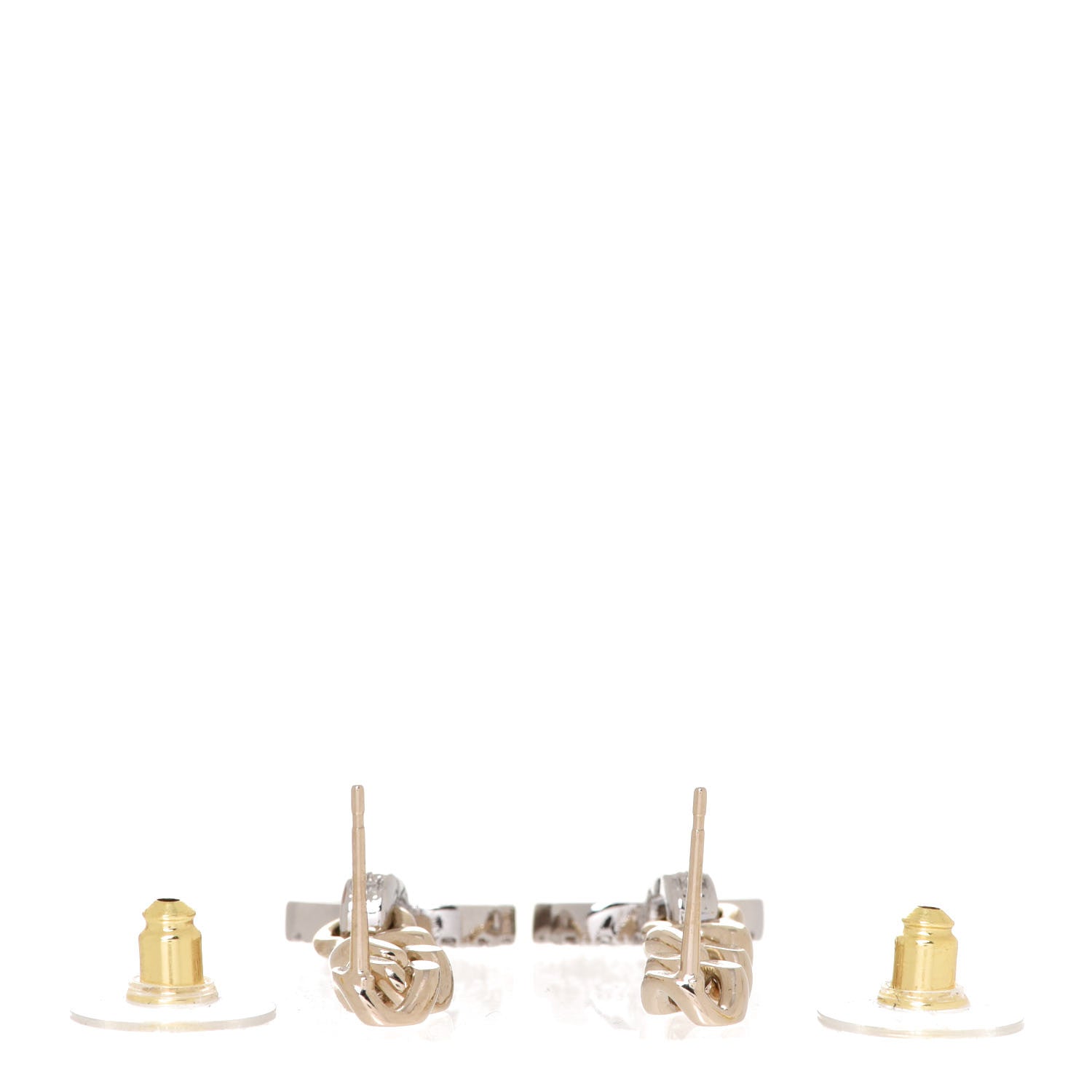 Chanel Metal Crystal CC Drop Earrings Gold 3 of 4
