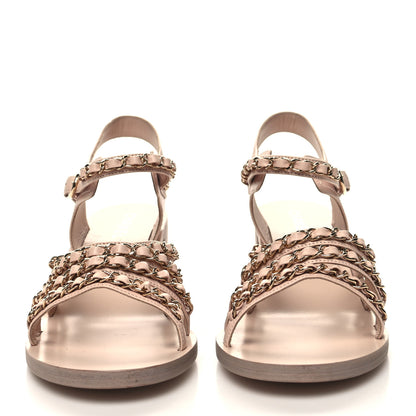 Chanel Calfskin Chain Sandals 41 Pink 2 of 8