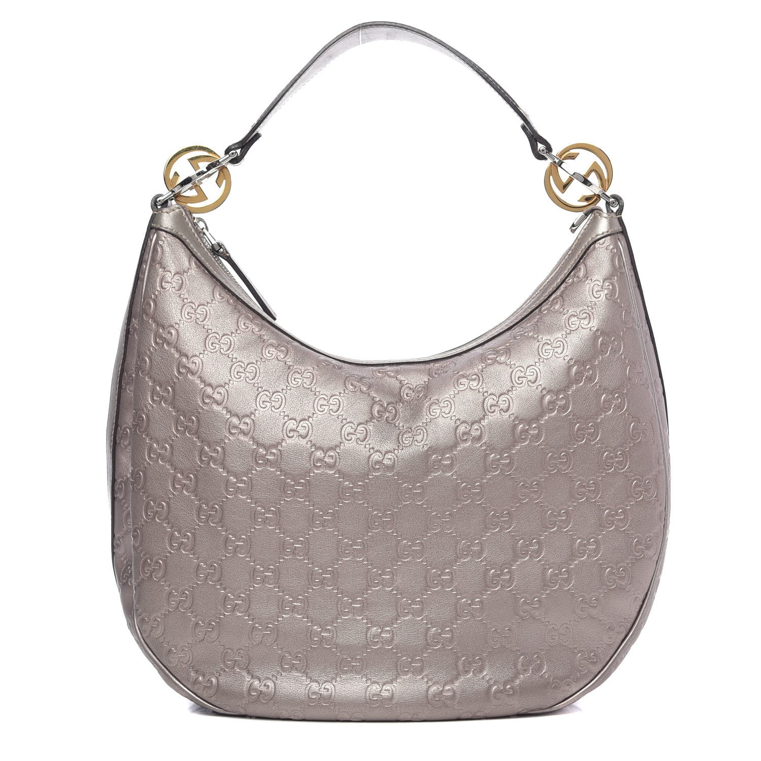 Gucci Metallic Guccissima Medium GG Twins Hobo Mauve 1 of 13