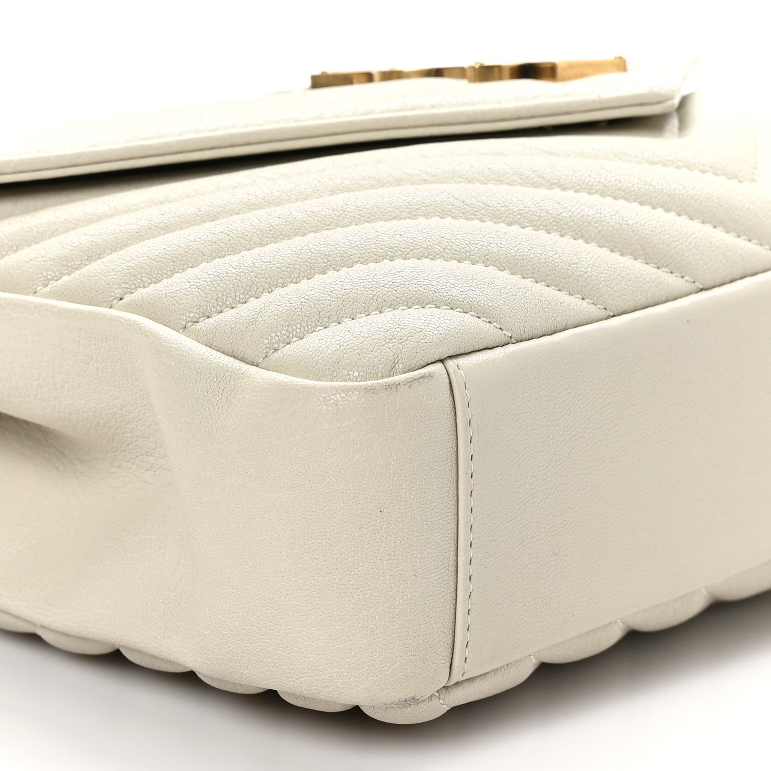 Saint Laurent Sheepskin Matelasse Chevron Monogram Medium College Bag Crema Soft 10 of 11