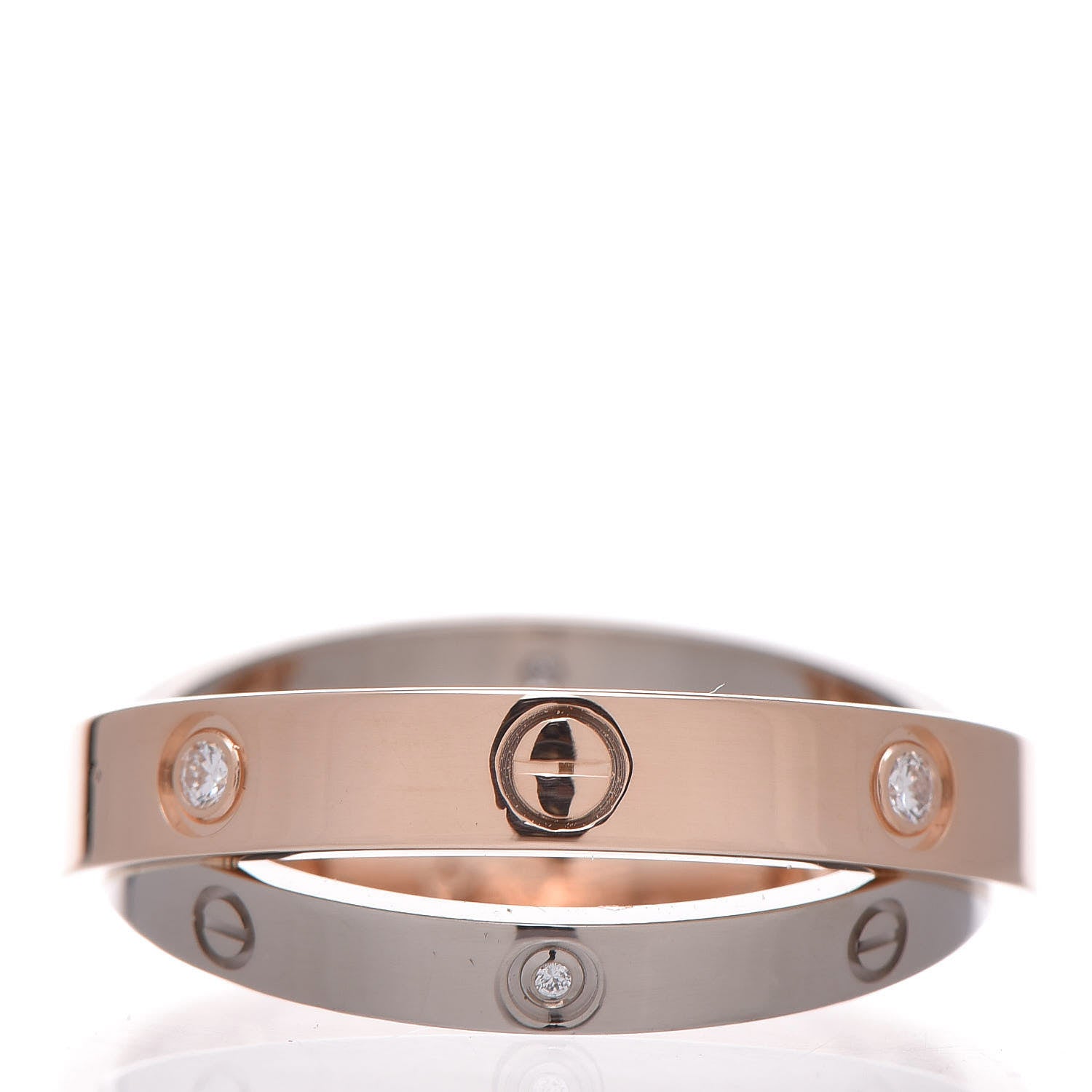 Cartier 18K Pink White Gold 6 Diamond LOVE Ring 53 6.5 3 of 4