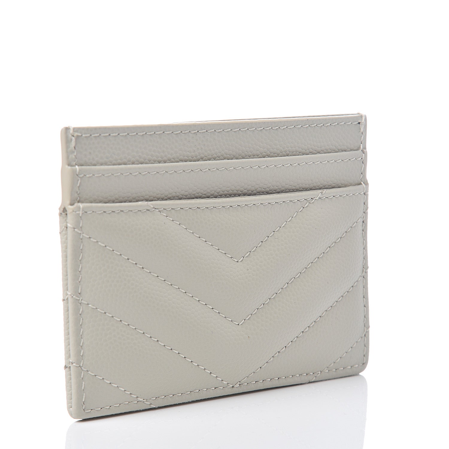Saint Laurent Grain De Poudre Matelasse Chevron Monogram Credit Card Case Crema Soft 2 of 5