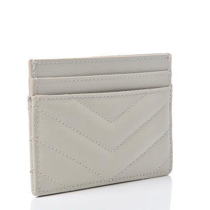 Saint Laurent Grain De Poudre Matelasse Chevron Monogram Credit Card Case Crema Soft 2 of 5