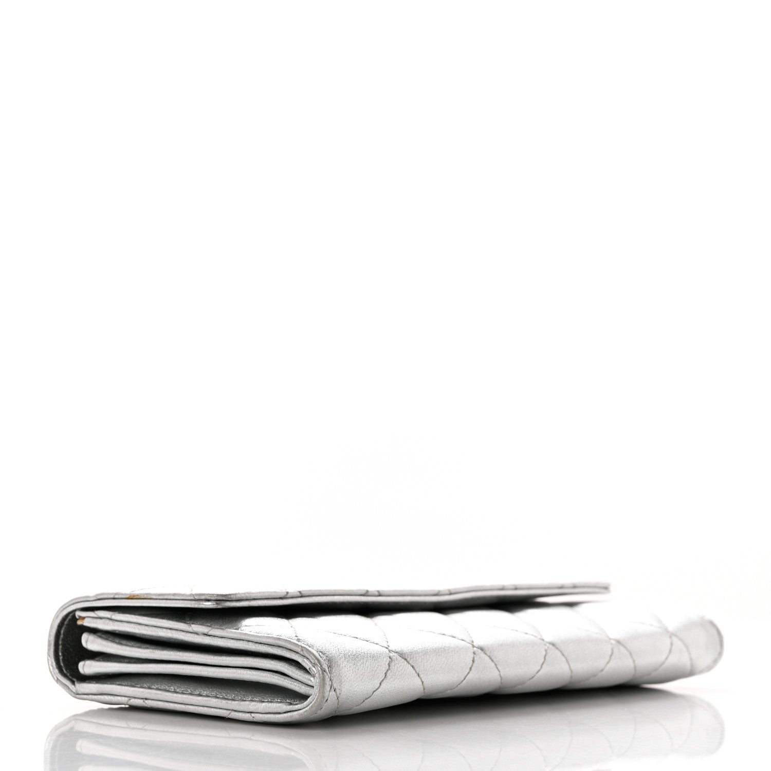 Chanel Metallic Lambskin Quilted Long Flap Wallet Silver 4 of 10