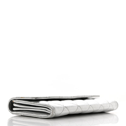 Chanel Metallic Lambskin Quilted Long Flap Wallet Silver 4 of 10