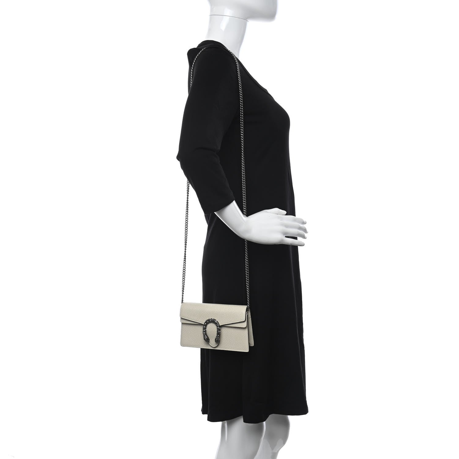 Gucci Dollar Calfskin Crystal Super Mini Dionysus Shoulder Bag Mystic White Black Diamond 2 of 12
